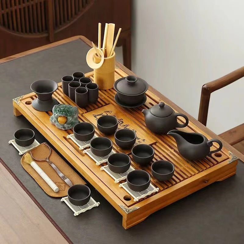 Solid wood tea tray