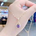 Purple diamond drop necklace